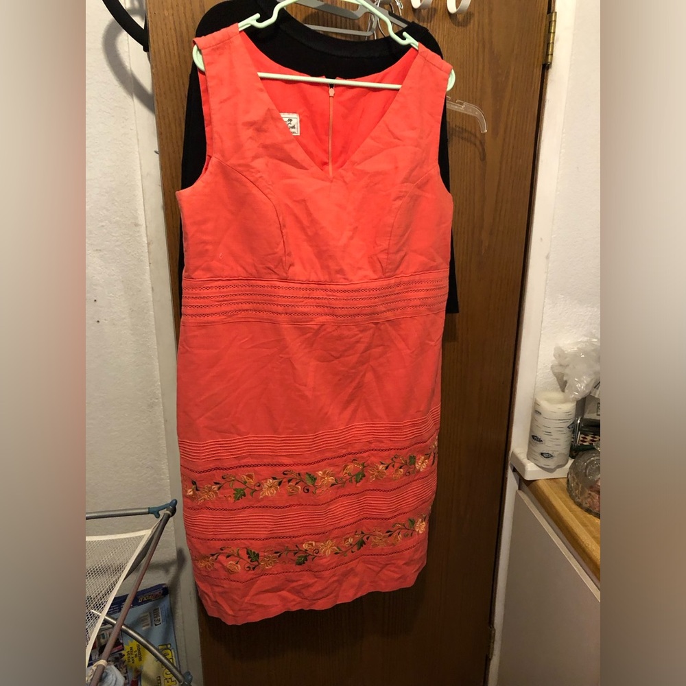 Coral Sleeveless Embroidered Dress- 45A $35 or $30 w/offer